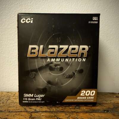 Blazer 9mm Luger Ammo 115 Grain FMJ 200rd Boxes