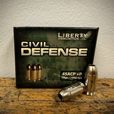 Liberty Civil Defense 45 ACP Ammo 78 Grain +P Hollow Point