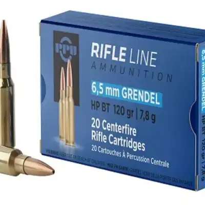 PPU 6.5 Grendel Ammo 120 Grain Hollow Point Boat Tail HP-BT