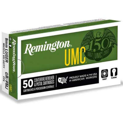Remington UMC 9mm Luger Ammunition 124 Grain Full Metal Jacket - L9MM2